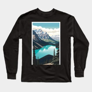 Peyto Lake Canada Illustration Drawing Long Sleeve T-Shirt